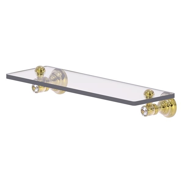 Allied Brass Carolina Crystal Unlacquered Brass Glass Wall Mount Bathroom Shelf