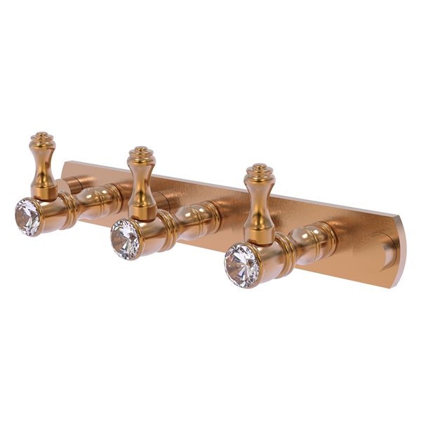 Allied Brass Carolina Crystal 3-Hook Brushed Bronze Towel Hook