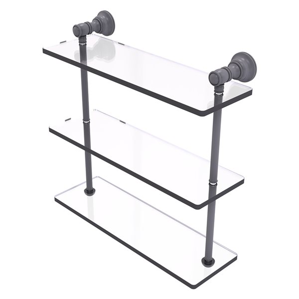 Allied Brass Carolina Matte Gray 3-Tier Glass Wall Mount Bathroom Shelf ...