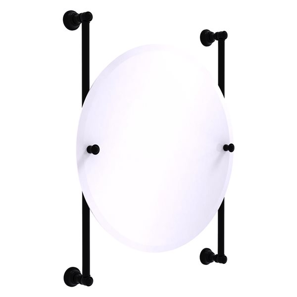 Allied Brass Carolina 22-in Matte Black Round Frameless Bathroom Mirror