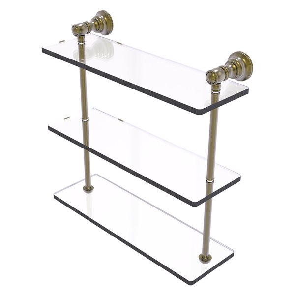 Allied Brass Carolina Antique Brass 3-Tier Glass Wall Mount Bathroom Shelf