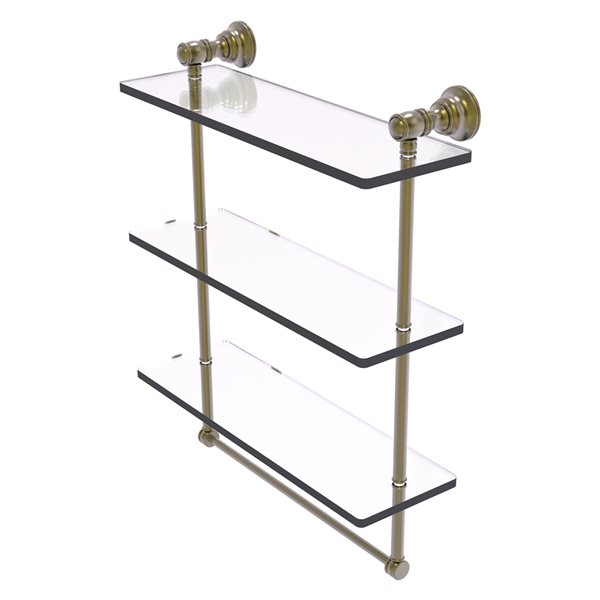 Allied Brass Carolina 3-Tier Glass Antique Brass Wall Mount Bathroom Shelf