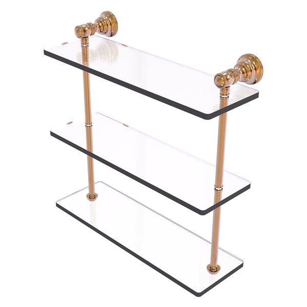 Allied Brass Carolina Brushed Bronze 3-Tier Glass Wall Mount Bathroom Shelf
