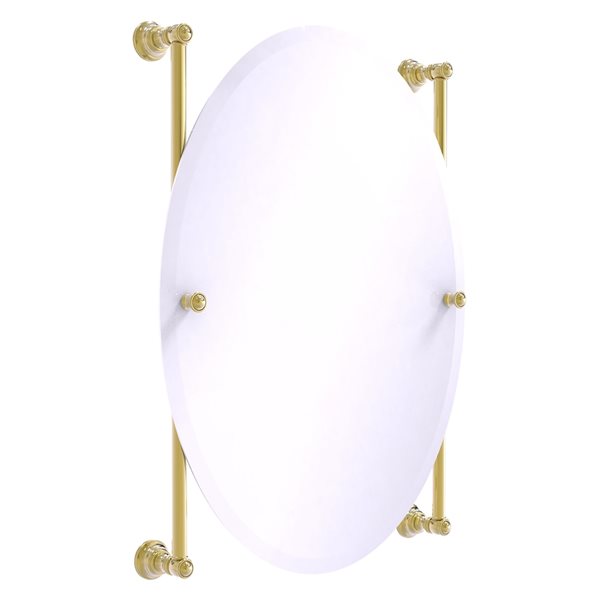 Allied Brass Carolina 21-in Unlacquered Brass Oval Frameless Bathroom Mirror