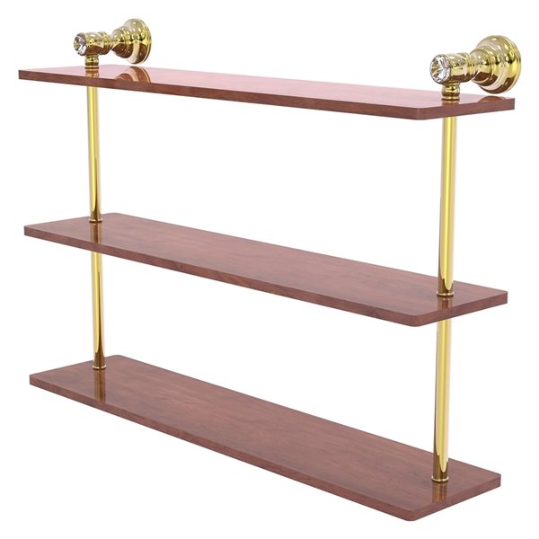 Allied Brass Carolina 16 x 5.54 Satin Brass Solid Brass Wood Shelf With  Towel Bar