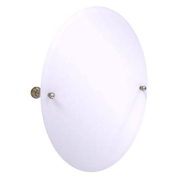 Allied Brass Carolina Crystal 21-in Antique Brass Oval Frameless Bathroom Mirror