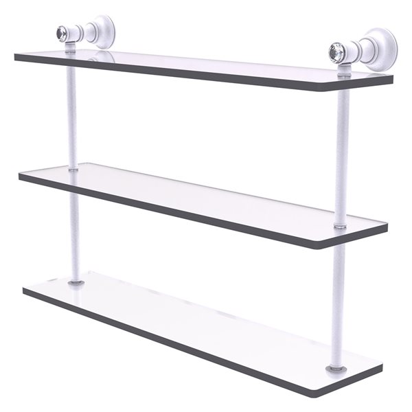 Allied Brass Carolina Crystal Collection 22-in Triple Glass Shelf - Matte White