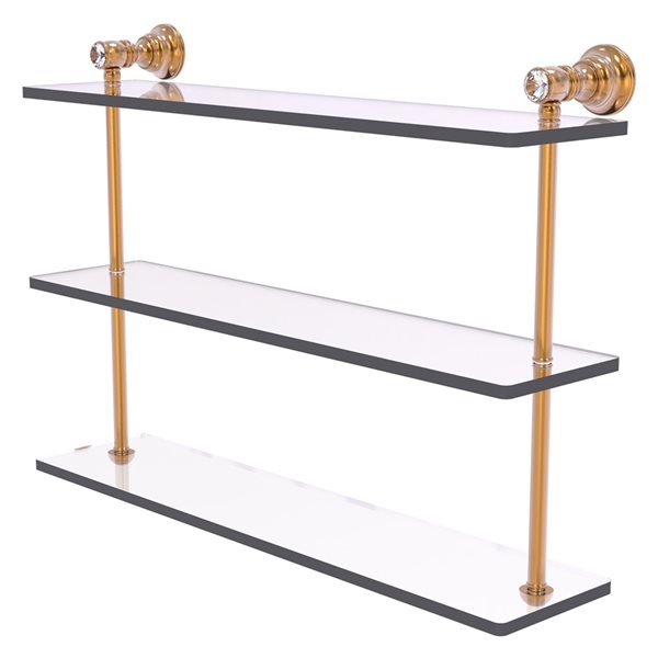 Allied Brass Carolina Crystal Collection 22-in Triple Glass Shelf - Brushed Bronze