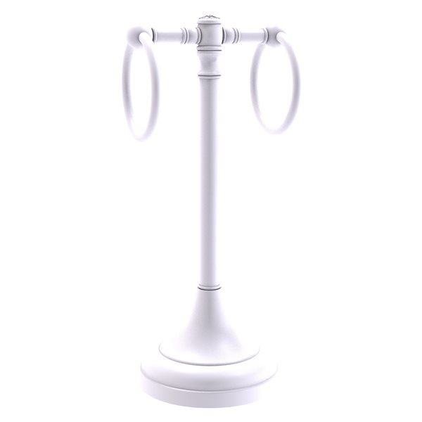 Allied Brass Carolina Crystal Matte White Freestanding Countertop Towel Ring (2-Pack)