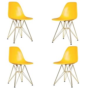 Plata Import Eiffel Modern Yellow Dining Chair - Set of 4