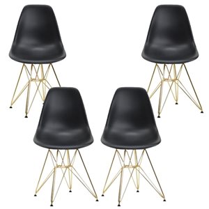 Plata Import Eiffel Modern Black Dining Chair - Set of 4
