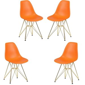 Plata Import Eiffel Modern Orange Dining Chair - Set of 4