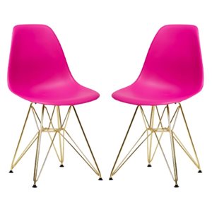 Plata Import Eiffel Modern Pink Dining Chair - Set of 2