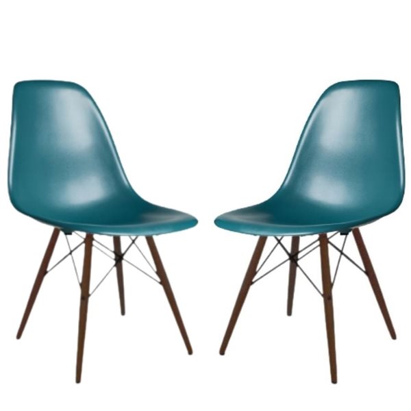 Plata Import Eiffel Peacock Green Modern Dining Chair - Set of 2