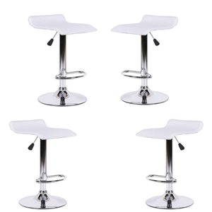 Plata Import Wendolyn Counter Height (22-in to 26-in) Upholstered White Swivel Bar Stool - 4-Pack