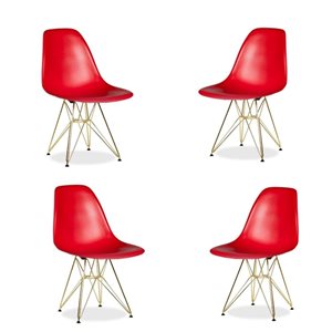 Plata Import Eiffel Modern Red Dining Chair - Set of 4