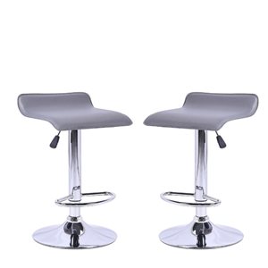 Plata Import Wendolyn Grey Counter Height (22-in to 26-in) Upholstered Swivel Bar Stool - 2-Pack