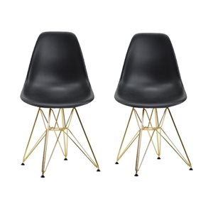 Plata Import Eiffel Modern Black Dining Chair - Set of 2