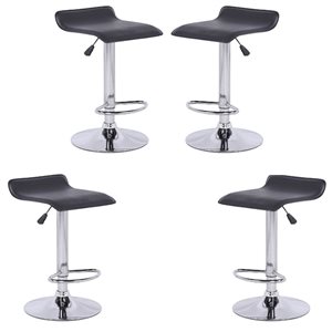 Plata Import Wendolyn Black Counter Height (22-in to 26-in) Upholstered Swivel Bar Stool - 4-Pack