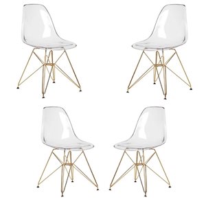 Plata Import Eiffel Modern Clear Dining Chair - Set of 4