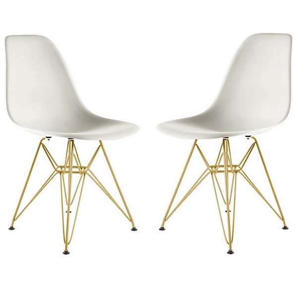 Plata Import Eiffel Modern White Dining Chair - Set of 2