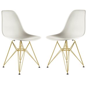 Plata Import Eiffel Modern White Dining Chair - Set of 2