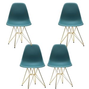 Plata Import Eiffel Modern Peacock Green Dining Chair - Set of 4