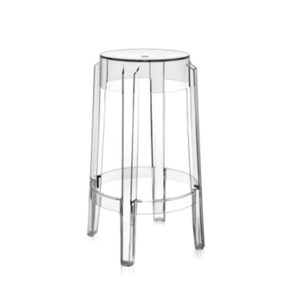 Plata Import Ghost Clear Counter Height (22-in to 26-in) Bar Stool - 4-Pack