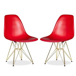 Plata Import Eiffel Modern Red Dining Chair - Set of 2