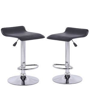 Plata Import Wendolyn Black Counter Height (22-in to 26-in) Upholstered Swivel Bar Stool - 2-Pack