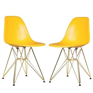 Plata Import Eiffel Modern Yellow Dining Chair - Set of 2