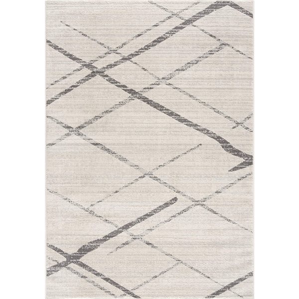 Rug Branch Contemporary Abstract  Beige Grey Indoor Doormat Rug - 2x4