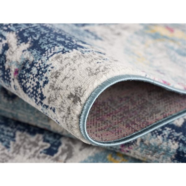 Rug Branch Transitional Boho  Blue Grey Indoor Doormat Rug - 2x5