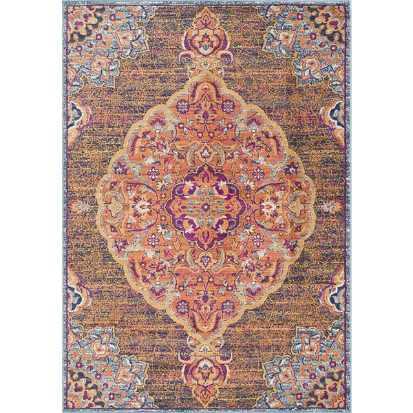 Rug Branch Modern South-Western  Rust Blue Indoor Doormat Rug - 2x4