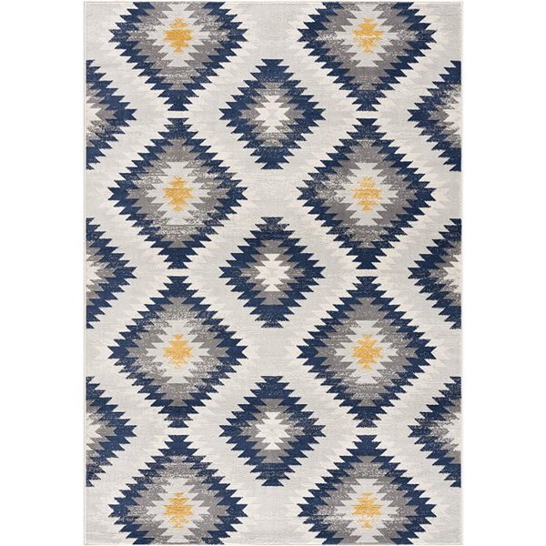 Rug Branch Contemporary Boho  Blue Grey Indoor Doormat Rug - 2x5