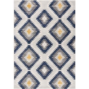 Rug Branch Contemporary Boho  Blue Grey Indoor Doormat Rug - 2x5