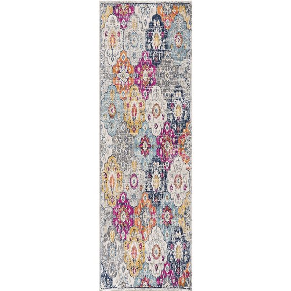 Rug Branch Contemporary Mid-Century Modern  Blue Grey Indoor Runner Rug - 2x10