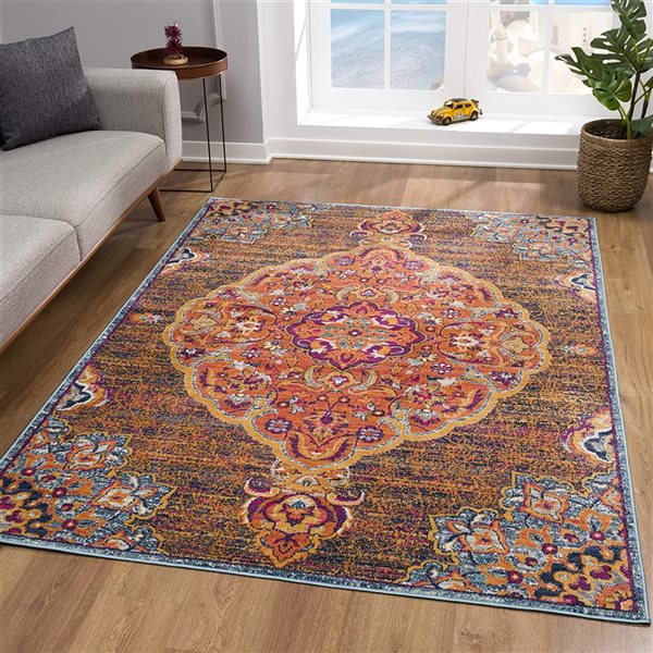 Rug Branch Modern South-Western Rust Blue Indoor Doormat Rug - 2x5 ...