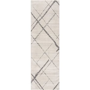 Rug Branch Contemporary Abstract  Beige Grey Indoor Runner Rug - 2x6