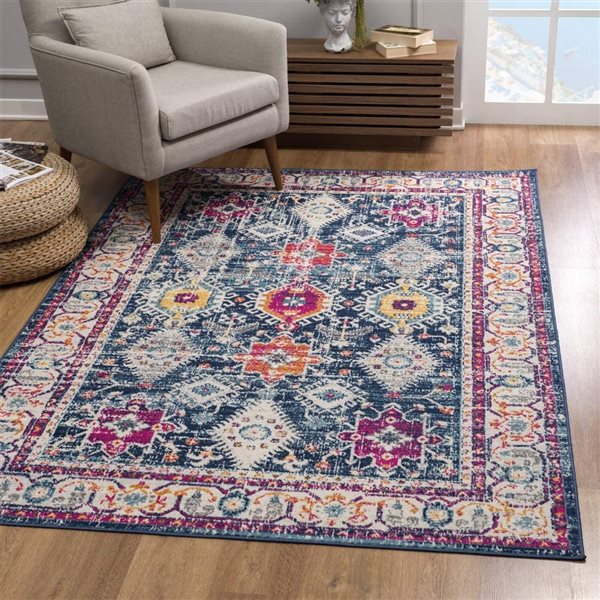 Rug Branch Transitional South-Western  Blue Beige Indoor Doormat Rug - 2x4