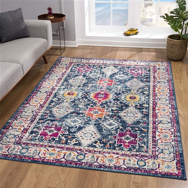 Rug Branch Transitional South-Western  Blue Beige Indoor Doormat Rug - 2x4