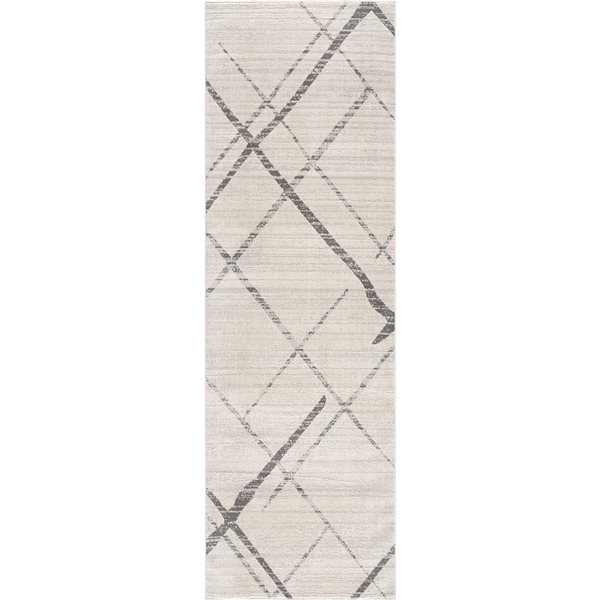 Rug Branch Contemporary Abstract  Beige Grey Indoor Runner Rug - 2x10