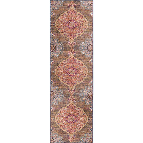 Rug Branch Modern South-Western  Rust Blue Indoor Runner Rug - 2x10