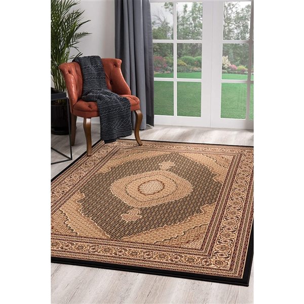 Rug Branch Traditional Moroccan  Black Beige Indoor Runner Rug - 2x13