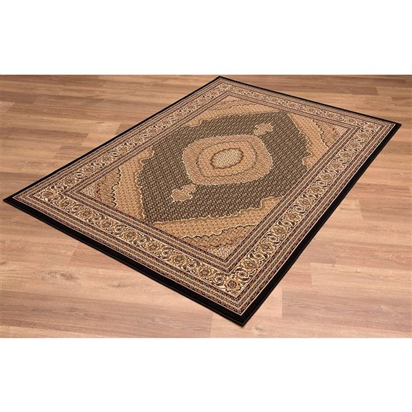 Rug Branch Traditional Moroccan  Black Beige Indoor Runner Rug - 2x13