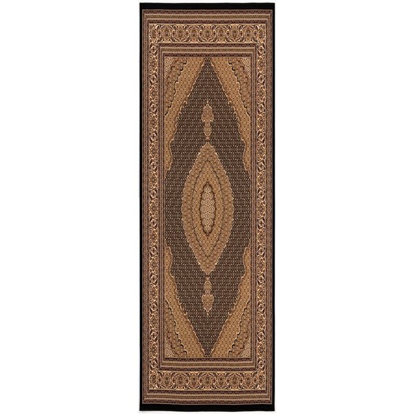 Rug Branch Traditional Moroccan  Black Beige Indoor Runner Rug - 2x13