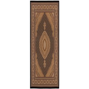 Rug Branch Traditional Moroccan  Black Beige Indoor Runner Rug - 2x13