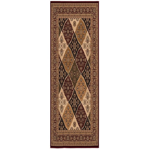 Rug Branch Traditional Moroccan  Red Black Indoor Runner Rug - 2x8