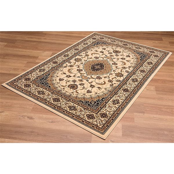 Rug Branch Traditional Persian  Beige Black Indoor Area Rug - 5x5