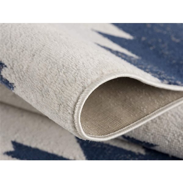 Rug Branch Contemporary Boho  Blue Beige Indoor Runner Rug - 2x8